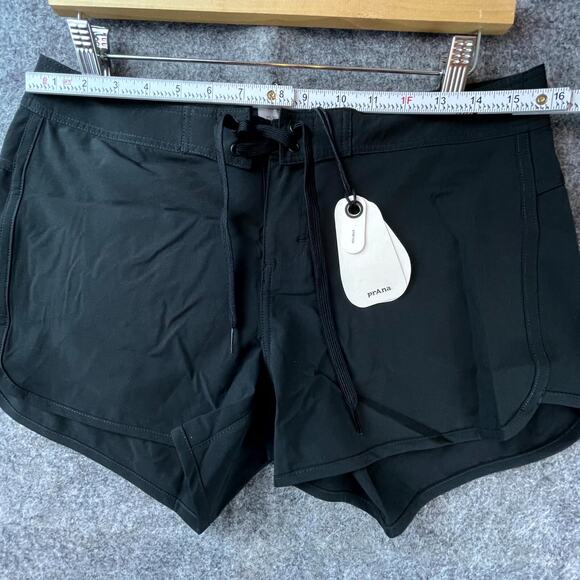 prAna Schaffie Swim Shorts Womens Small Black Stretch Pocket Drawstring Recycled - Picture 7 of 12